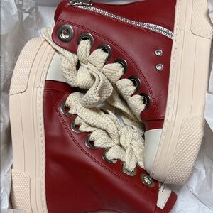 Elegant Red and Cream Women's Sneakers